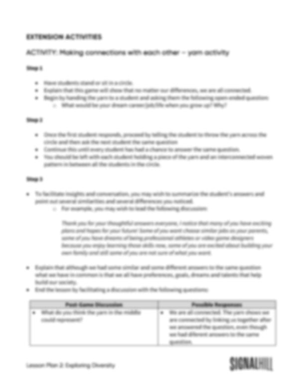 Lesson Plan 2: Exploring Diversity