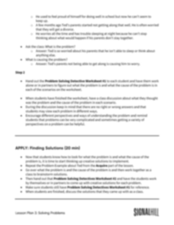 Lesson Plan 3: Solving Problems