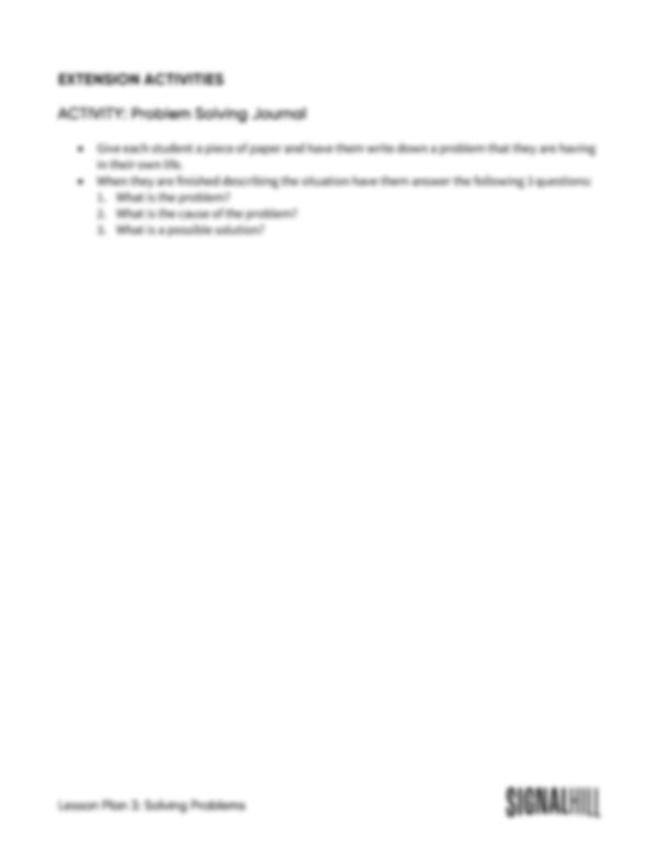 Lesson Plan 3: Solving Problems
