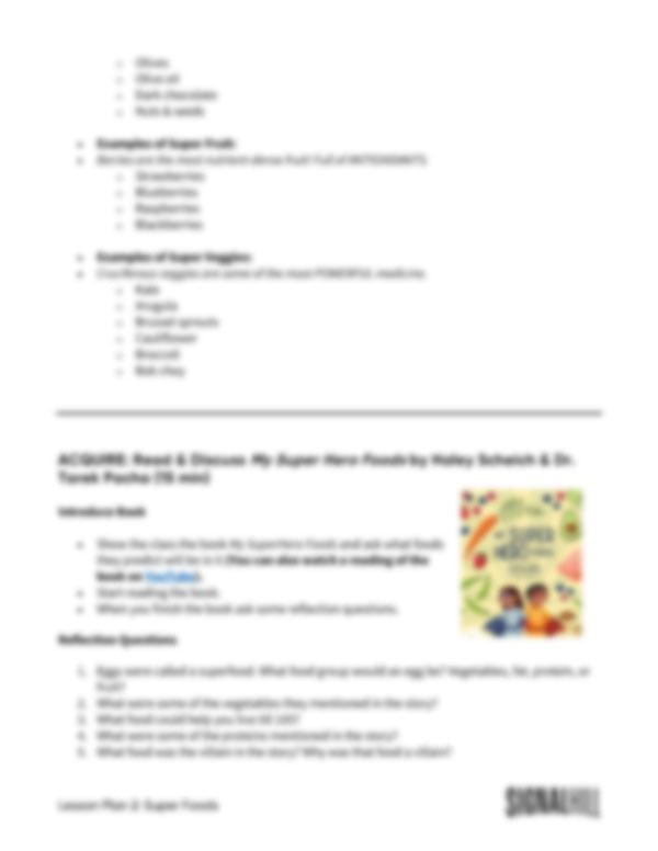 Lesson Plan 2: Super Foods