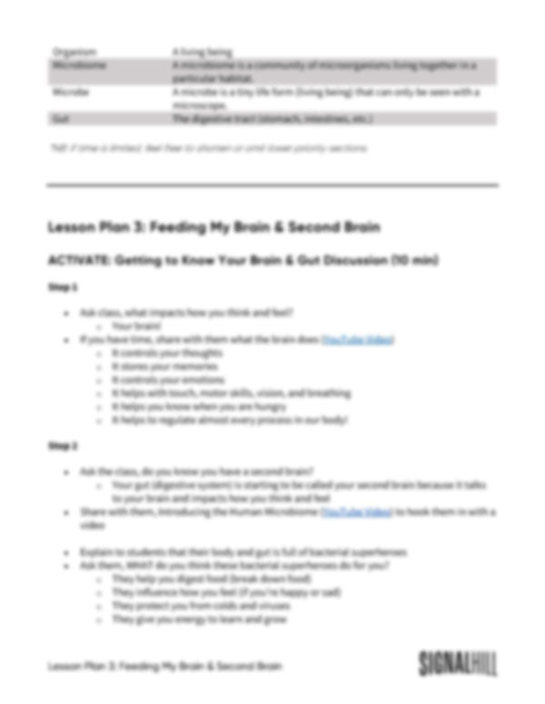 Lesson Plan 3: Feeding My Brain & My Second Brain