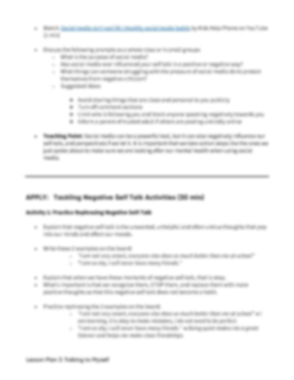 Lesson Plan 3: Talking to Myself