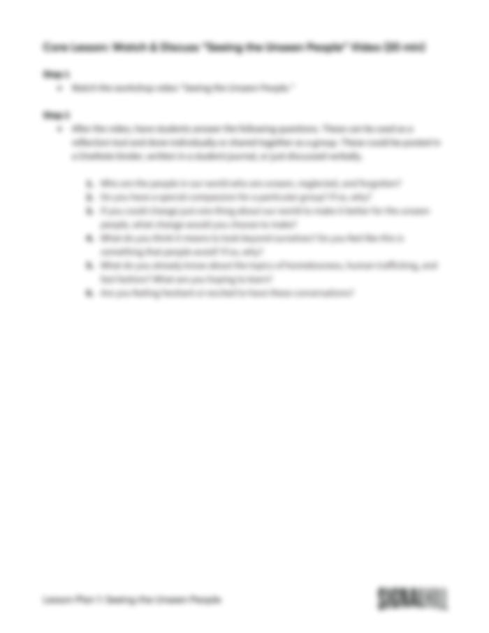 Lesson Plan 1: Seeing the Unseen People