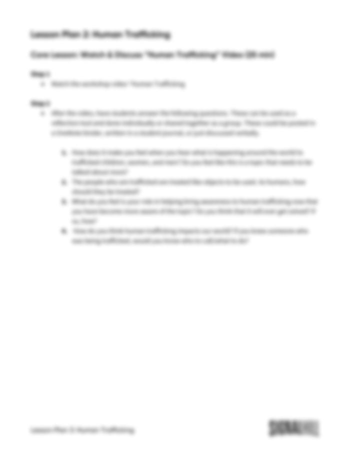Lesson Plan 3: Human Trafficking