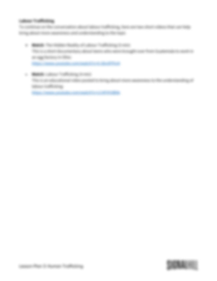 Lesson Plan 3: Human Trafficking