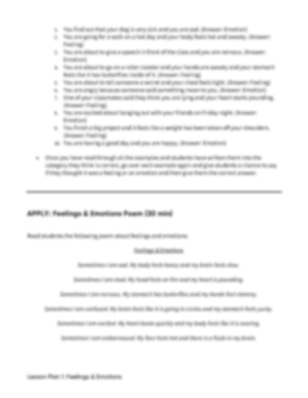 Lesson Plan 1: Feelings & Emotions