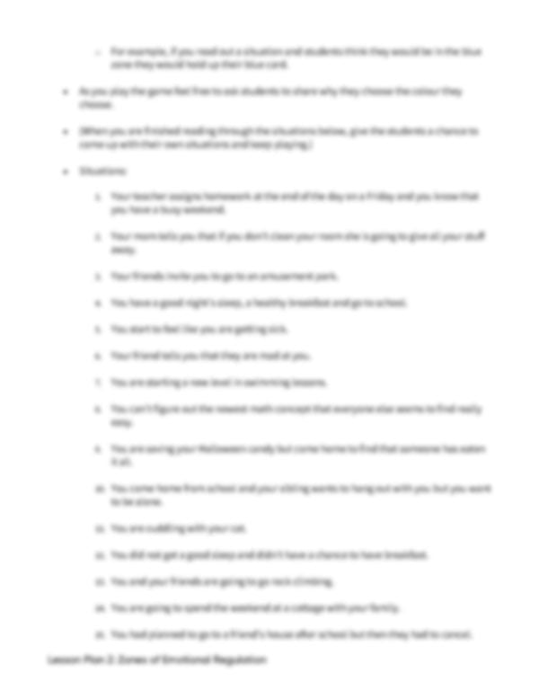 Lesson Plan 2: Zones of Emotional Regulation