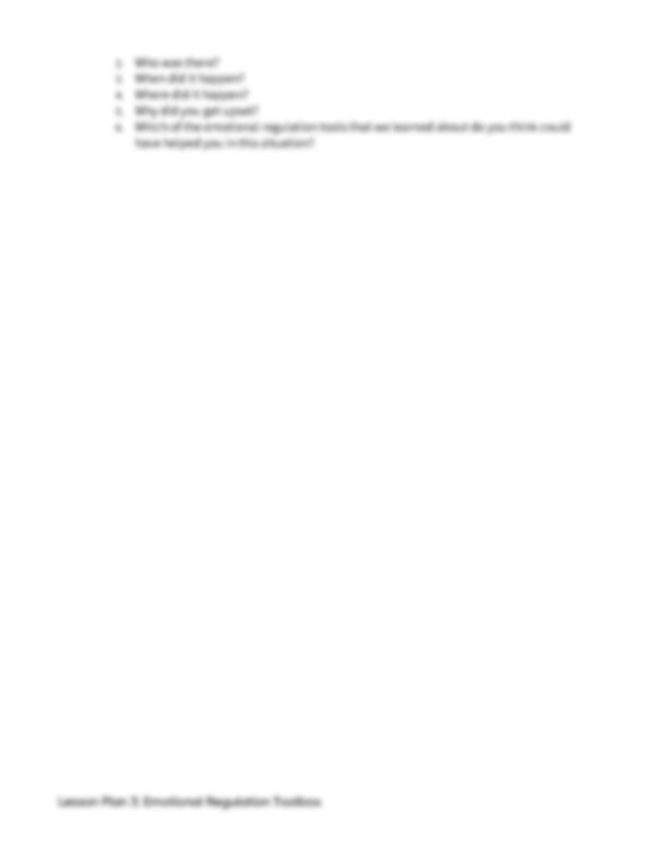 Lesson Plan 3: Emotional Regulation Toolbox