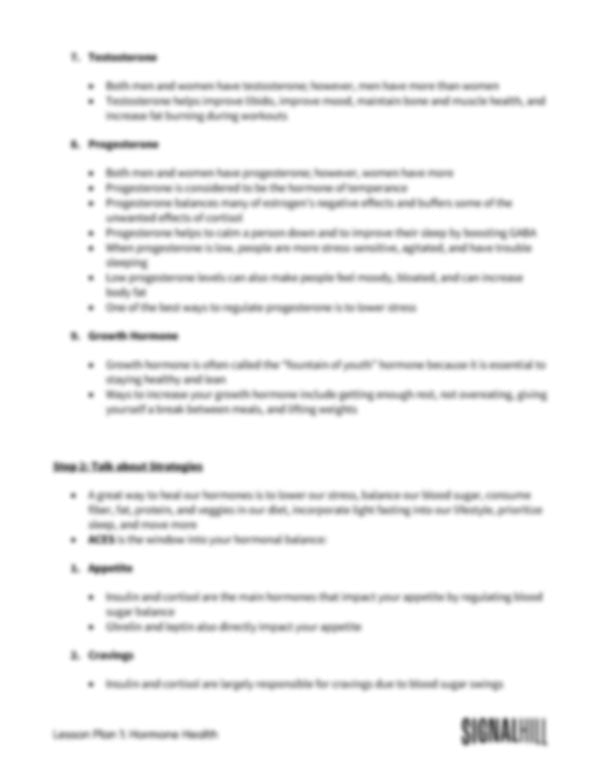 Lesson Plan 2: Hormone Health