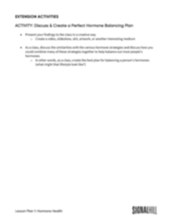 Lesson Plan 2: Hormone Health