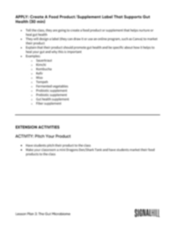 Lesson Plan 3: The Gut Microbiome