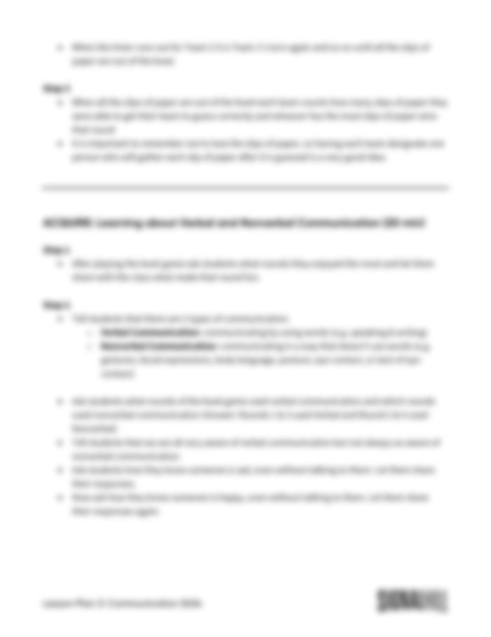 Lesson Plan 3: Communication is Key