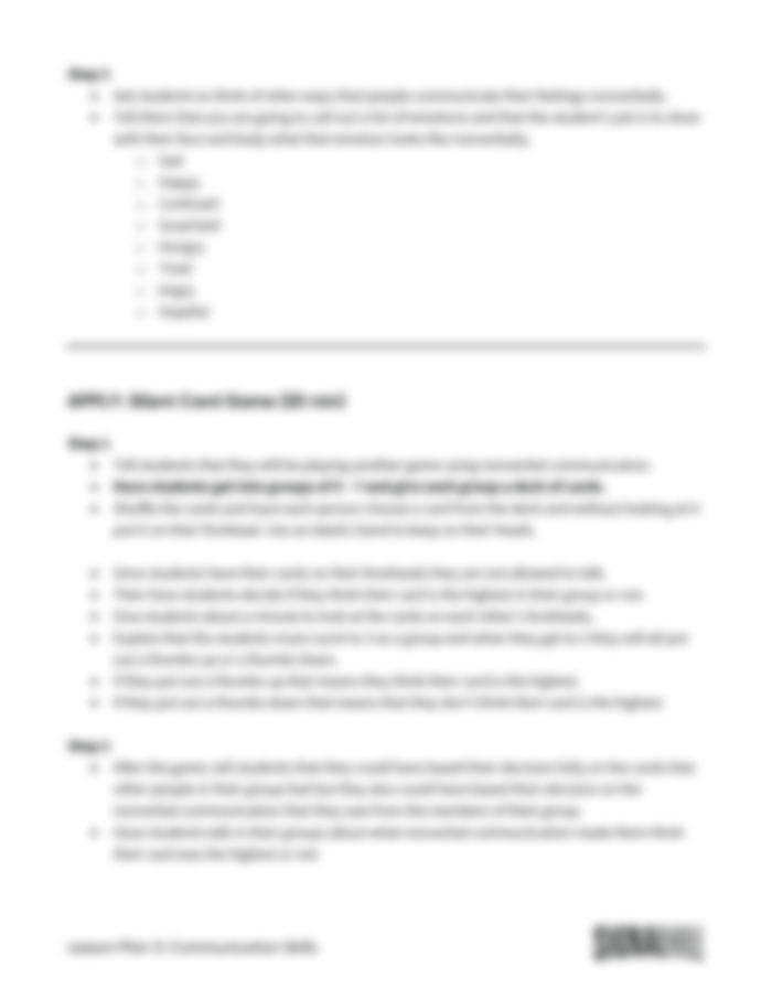 Lesson Plan 3: Communication is Key