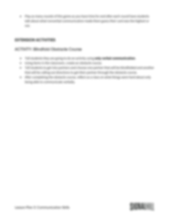 Lesson Plan 3: Communication is Key