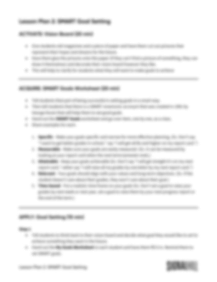 Lesson Plan 2: SMART Goal Setting