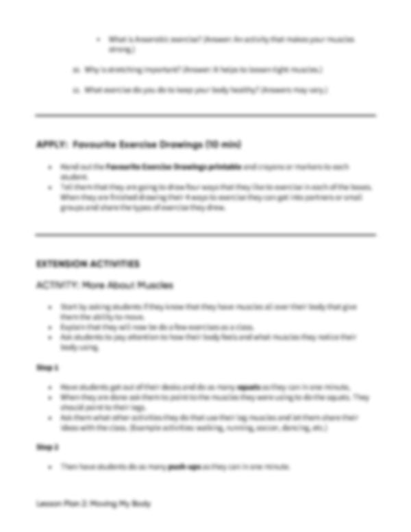 Lesson Plan 2: Moving My Body