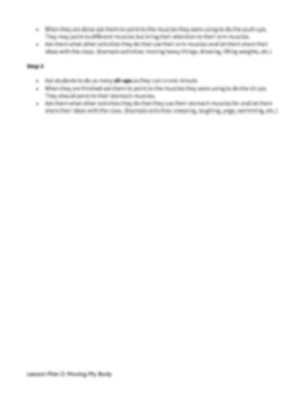Lesson Plan 2: Moving My Body