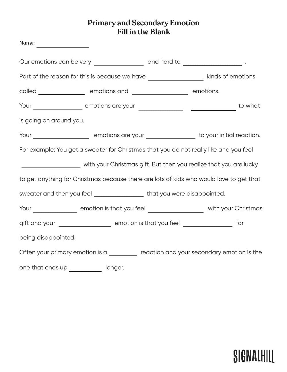 Lesson Plan 4: Primary & Secondary Emotions