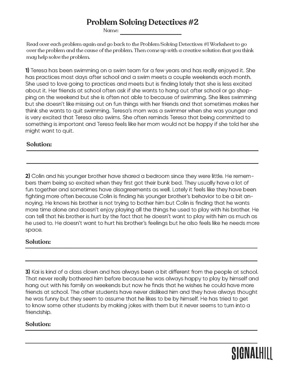 Lesson Plan 3: Solving Problems