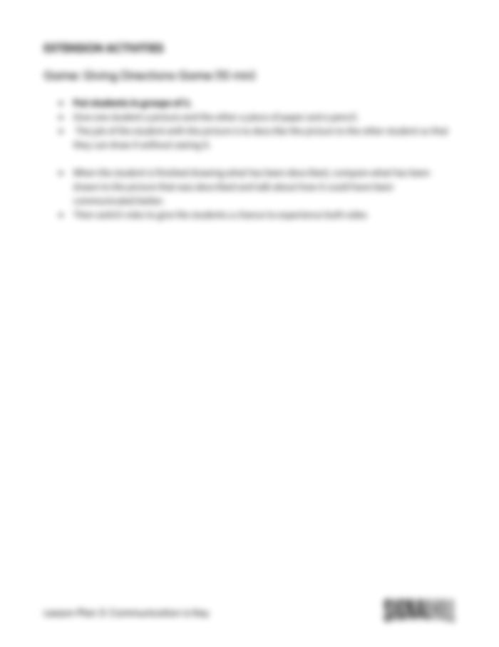 Lesson Plan 3: Communication is Key