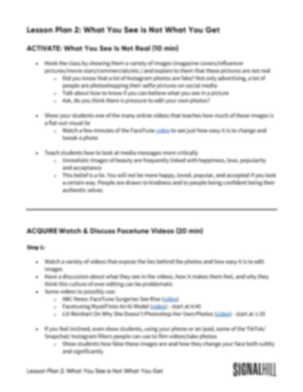 Lesson Plan 2: What You See is Not What You Get