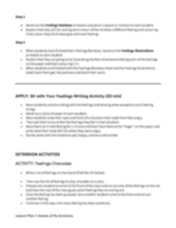 Lesson Plan 1: Aware of My Emotions