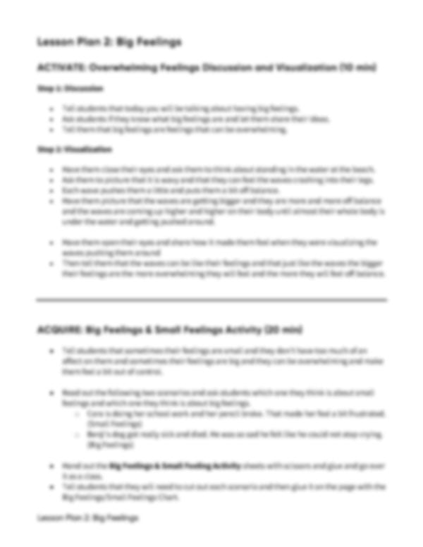 Lesson Plan 2: Big Feelings