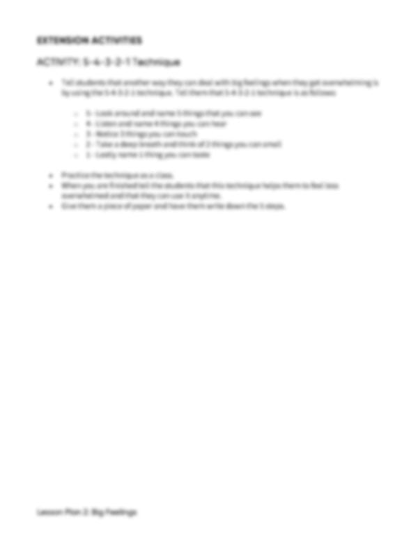 Lesson Plan 2: Big Feelings