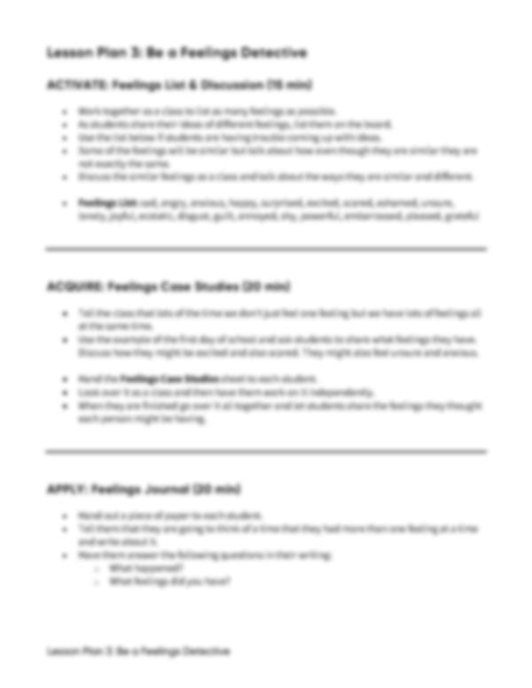 Lesson Plan 3: Be a Feelings Detective
