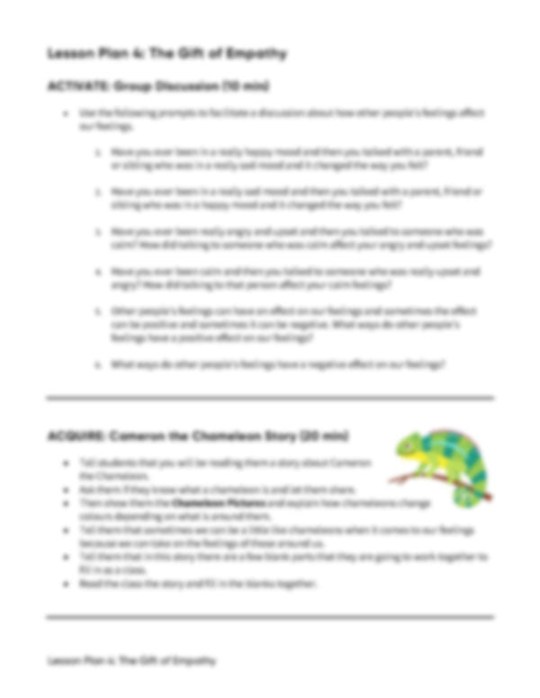 Lesson Plan 4: The Gift of Empathy