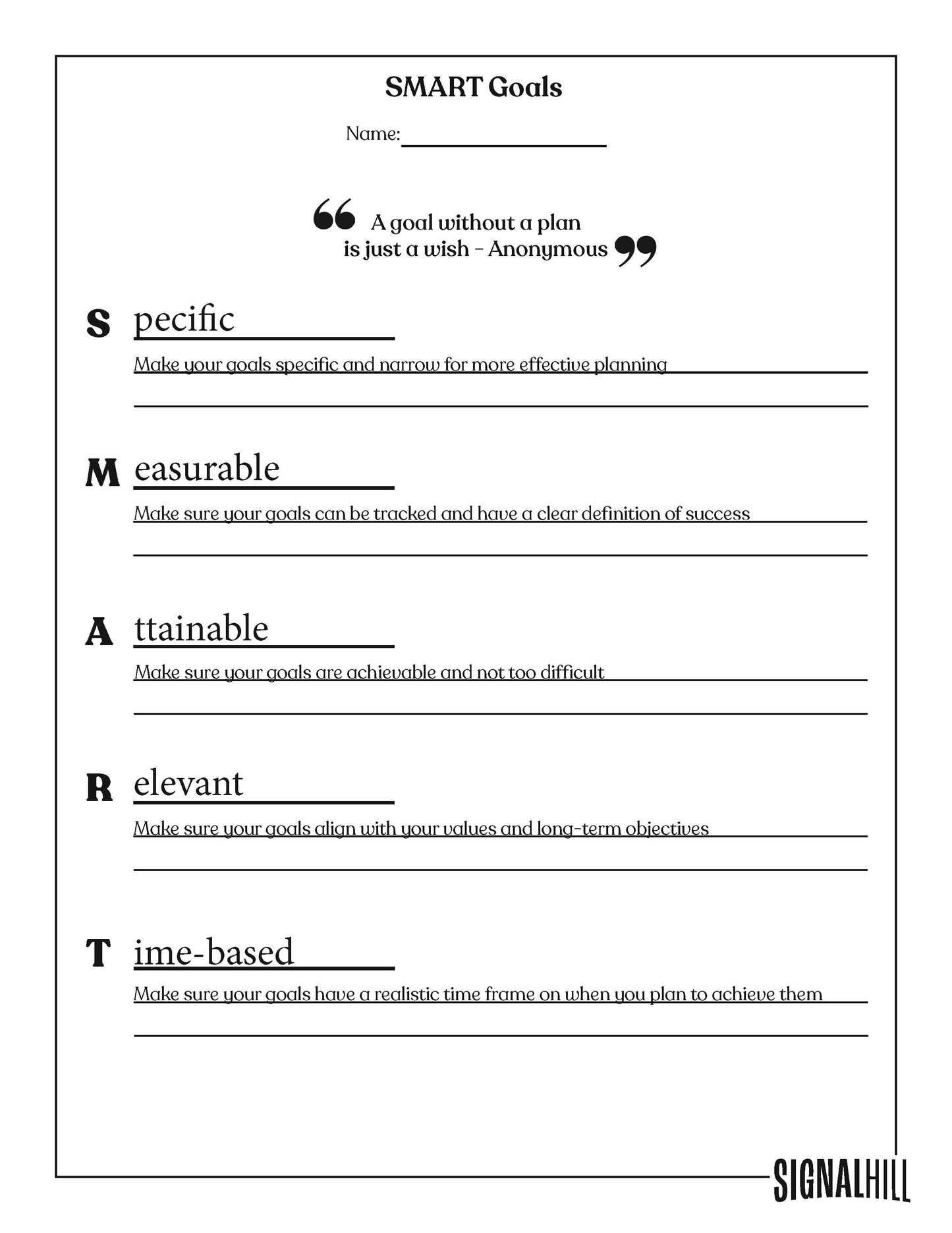Lesson Plan 2: SMART Goal Setting