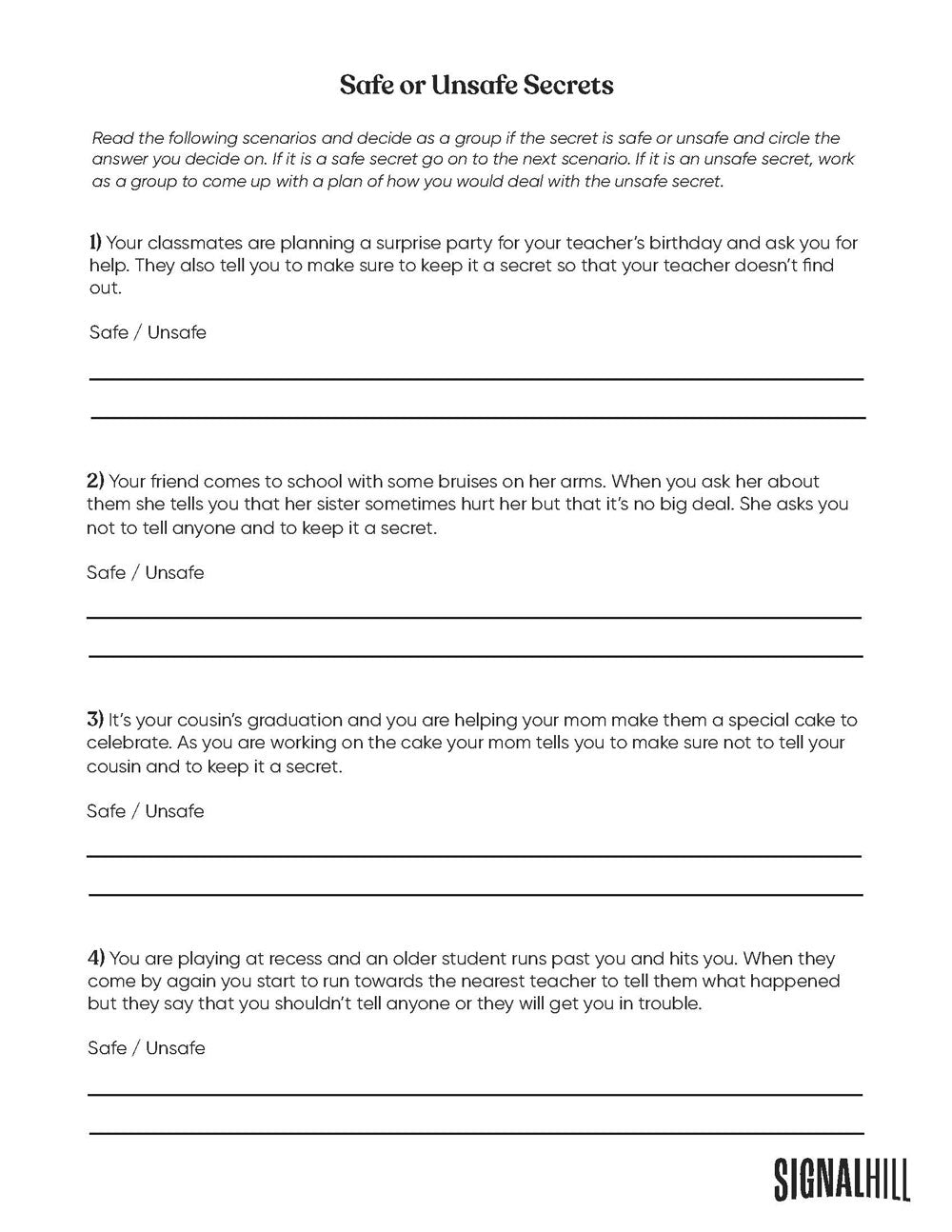 Lesson Plan 2: Safe People