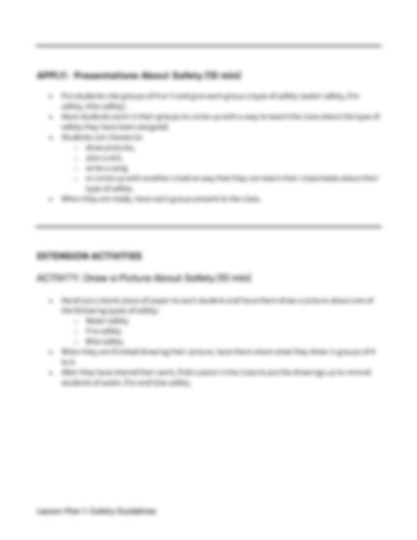 Lesson Plan 1: Safety Guidelines
