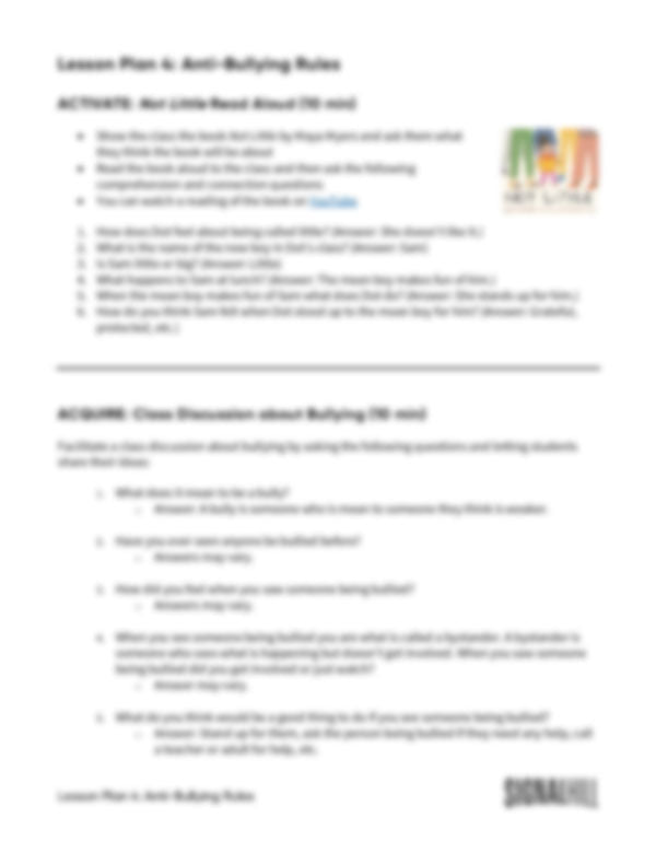 Lesson Plan 4: Anti-Bullying Rules