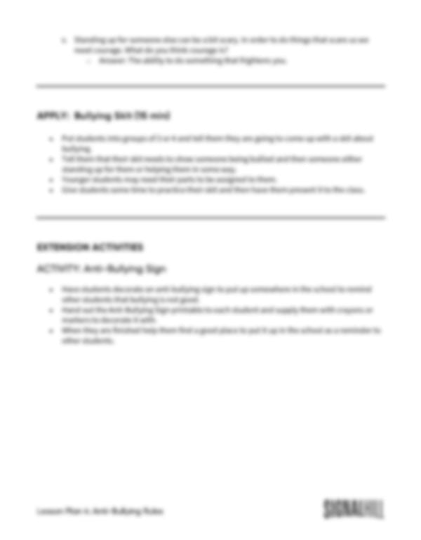 Lesson Plan 4: Anti-Bullying Rules