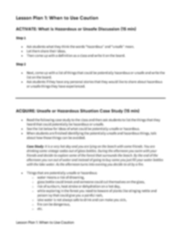 Lesson Plan 1: When to Use Caution