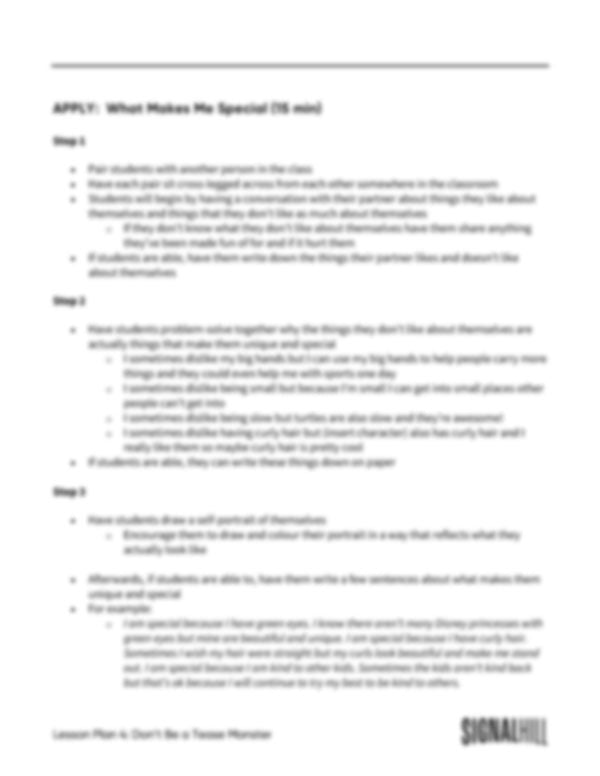 Lesson Plan 4: Don't Be a Tease Monster