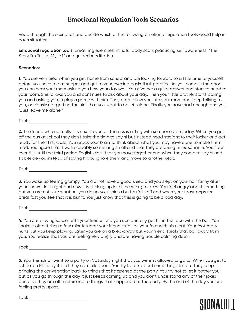 Lesson Plan 3: Emotional Regulation Toolbox