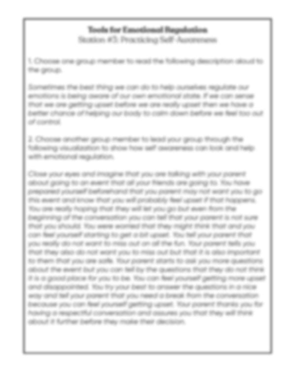 Lesson Plan 3: Emotional Regulation Toolbox