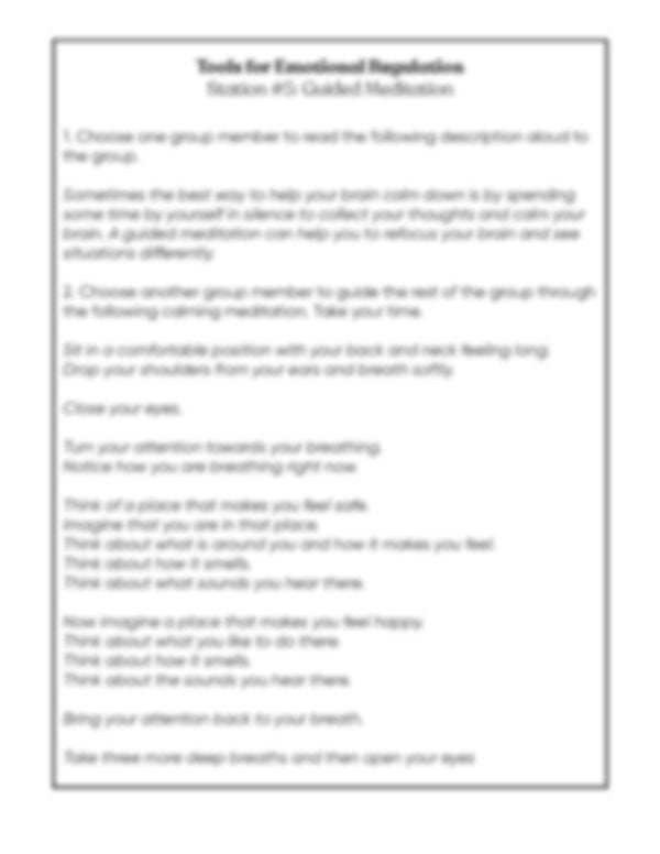 Lesson Plan 3: Emotional Regulation Toolbox
