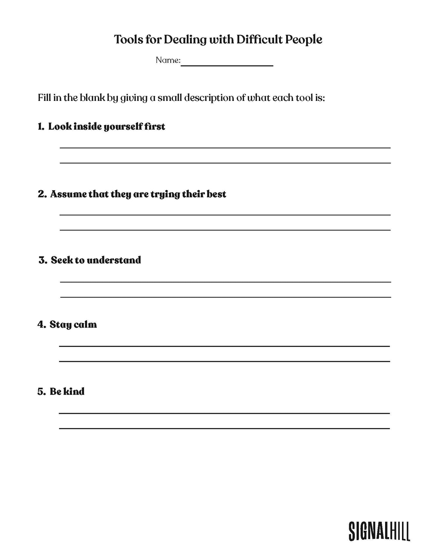 Lesson Plan 4: Getting Along with Difficult People