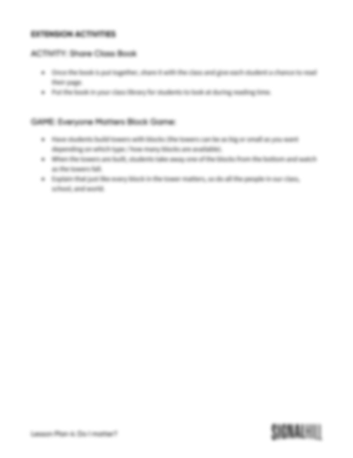 Lesson Plan 4: Do I Matter?