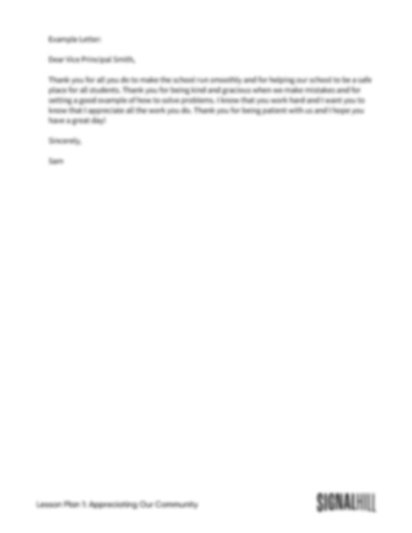 Lesson Plan 1: Appreciating Our Community