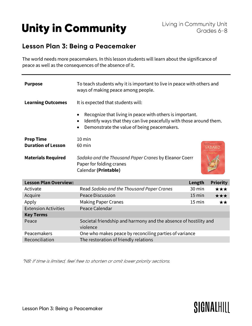 Unity in Community - Lesson Plan Bundle (4 Lesson Plans)