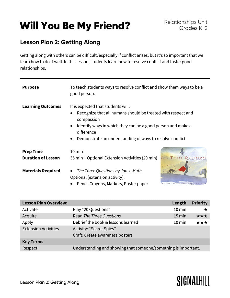 Lesson Plan 2: Getting Along with Others