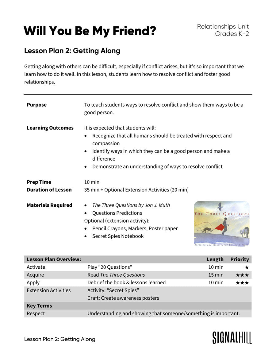 Will You Be My Friend? - Lesson Plan Bundle (4 Lesson Plans)