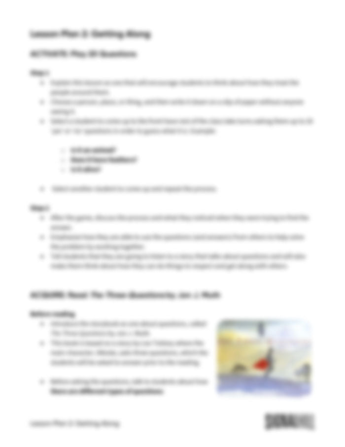 Lesson Plan 2: Getting Along with Others