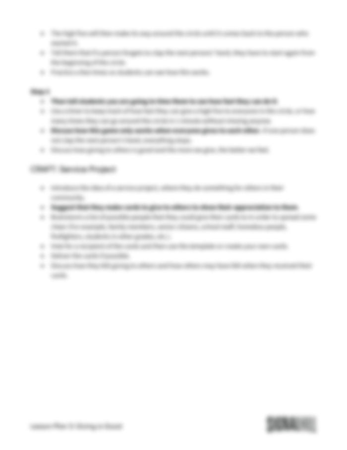 Lesson Plan 3: Giving is Good