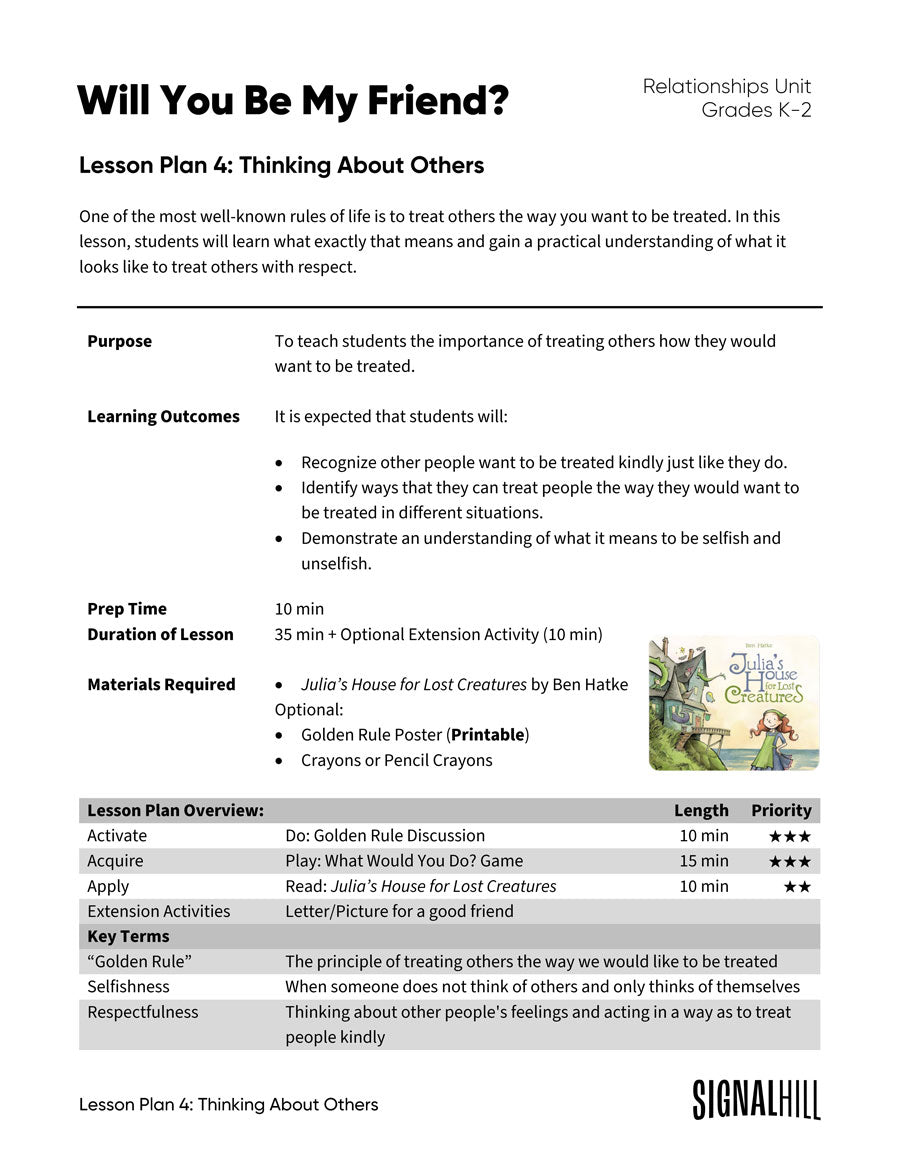 Will You Be My Friend? - Lesson Plan Bundle (4 Lesson Plans)