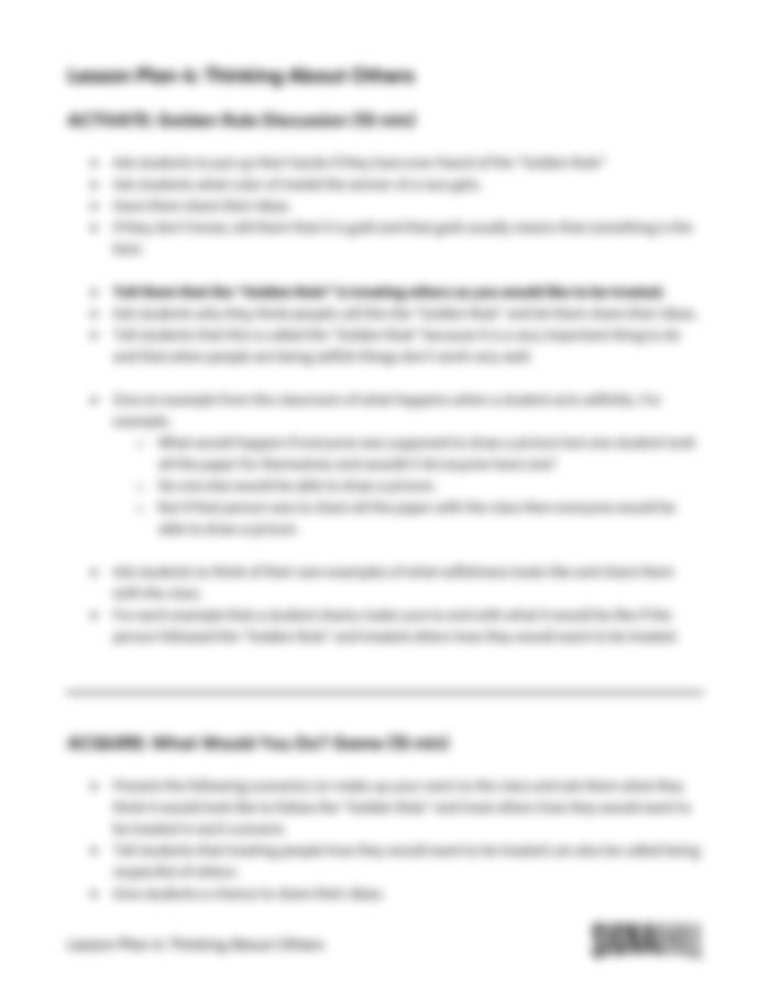 Lesson Plan 4: Thinking About Others